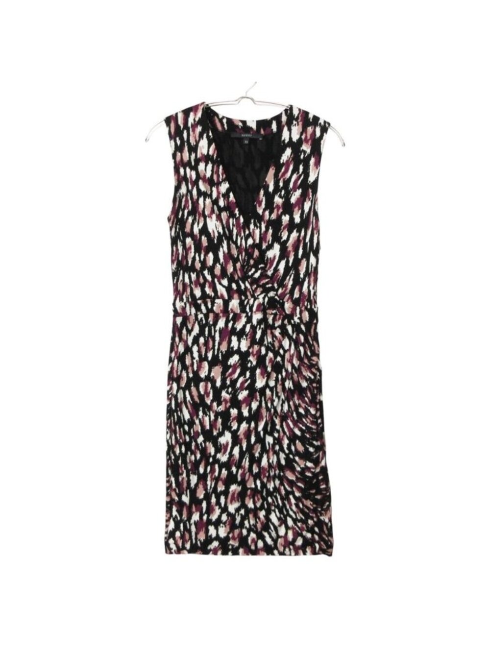 Gucci Dress All Over Print Rayon Stretch Cache Coeur Sleeveless Purple Black XS
